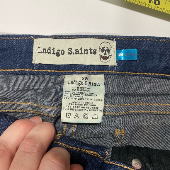 I.ndigo S.aints Dark Wash Petit Fit Flare Jeans Size 28 - Picture 9 of 15